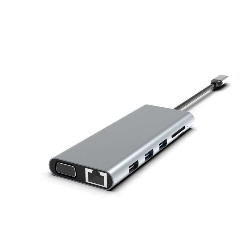 9 في 1 100W USB C Hub 4k 60Hz قارئ بطاقات HDMI PD USB 3.0/2.0 جيجابيت إثنر USB C Dock