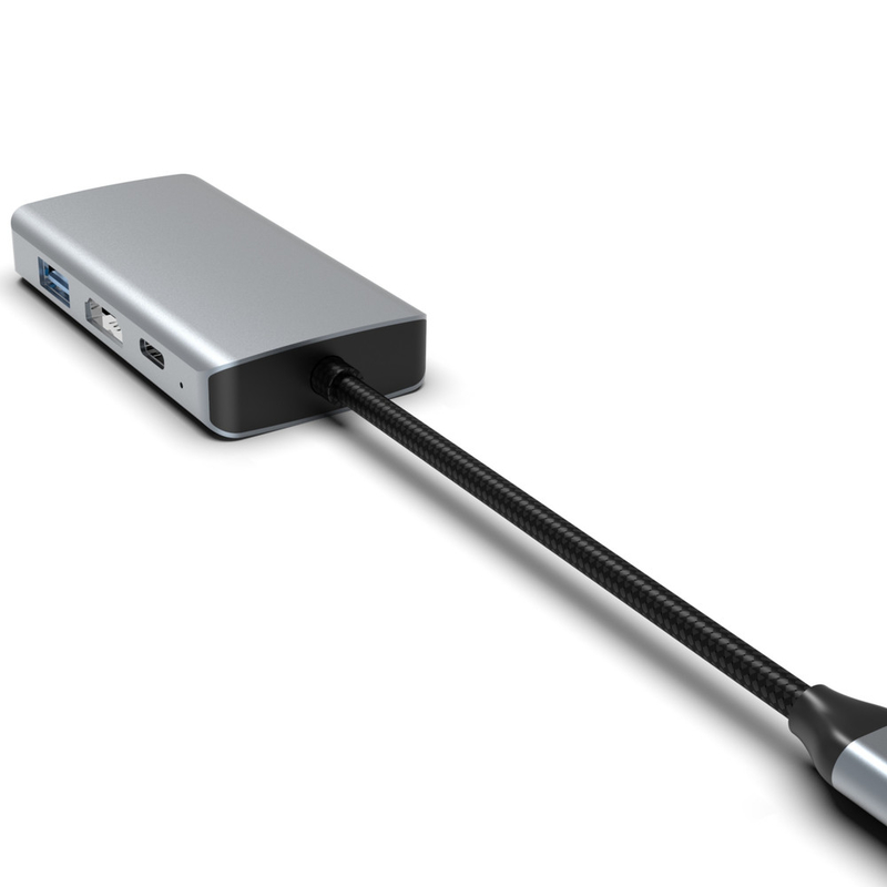 ميني 4 في 1 محول USB C نوع C محور مع USB 3.0 HDMI VGA USB-C PD الشحن
