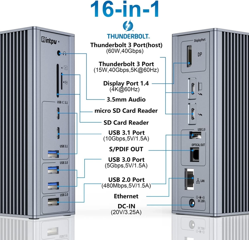 محطة توصيل USB C Thunderbolt 4 HDMI 8K 60Hz USB4 40Gbps 20 عدة منافذ نوع C PD Rj45 HUB USB C 3.2 Gen 2
