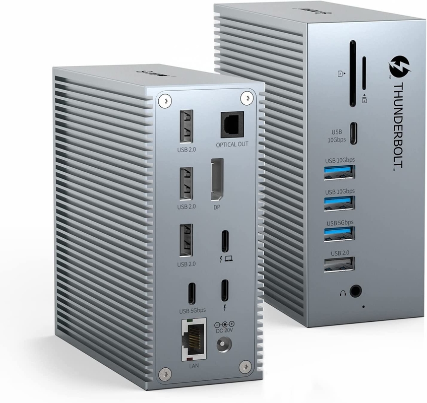 USB C Dock Hdmi 4k 60hz 16 في 1 محطة رصيف وصلة وتشغيل الراحة لون فضي