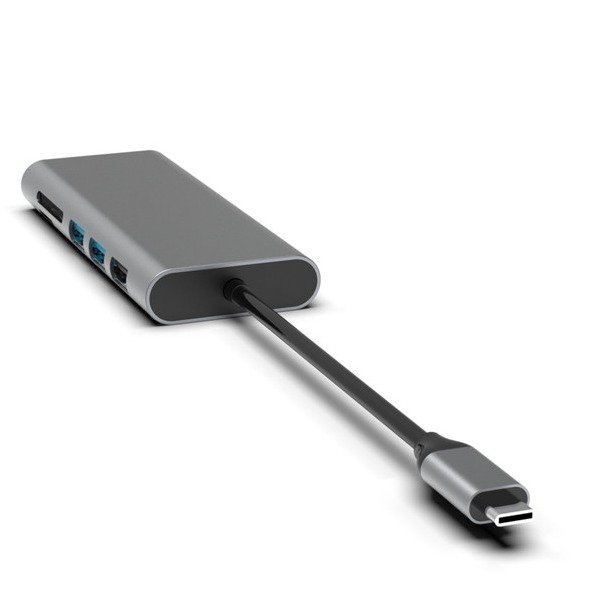 مركز USB-C فضي 10 في 1 مع HDMI USB 3.0 Ethernet 3.5mm Audio Jack للكمبيوتر الشخصي والكمبيوتر المحمول