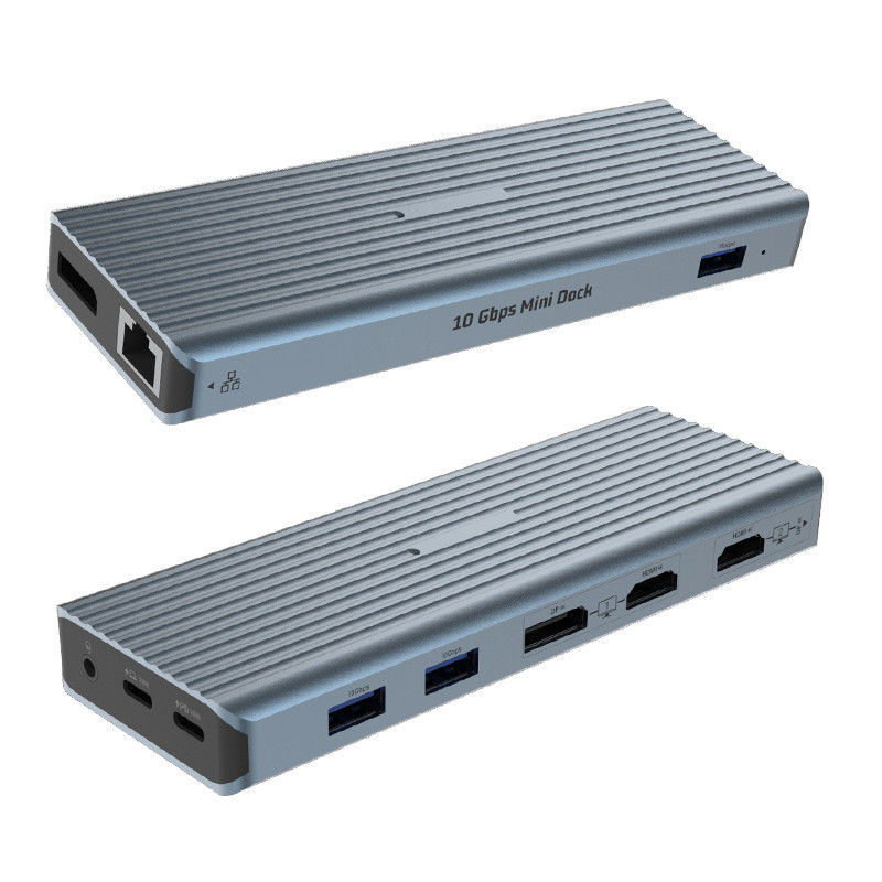 USB 3.1 Type C إلى 9 منافذ USB3.0 Hub مع Gigabit Ethernet RJ45 Lan Port Adapter رمادي