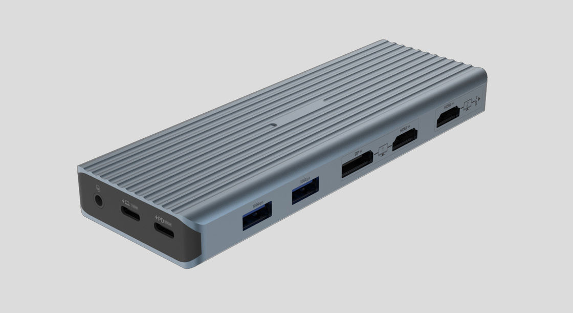 USB 3.1 Type C إلى 9 منافذ USB3.0 Hub مع Gigabit Ethernet RJ45 Lan Port Adapter رمادي