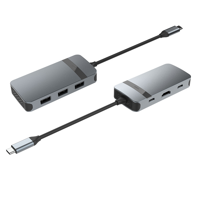 محول HDMI Ethernet USB C الرمادي USB A Hub مع USB C سرعة نقل البيانات 5Gbps