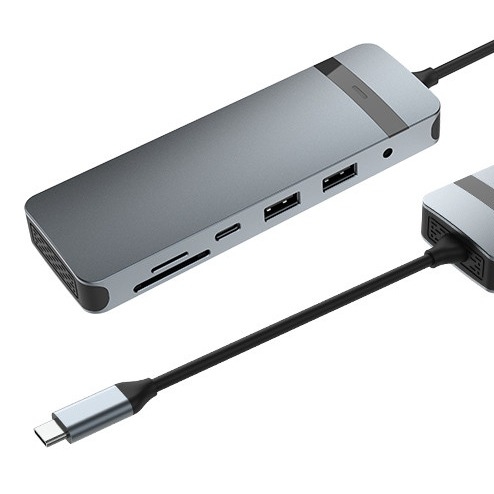 9-في-1 محطة توصيل محور USB-C مع 4K HDMI 100W PD USB 3.0 قارئ بطاقات الصوت لماك بوك