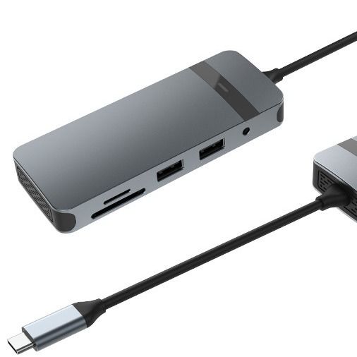 محطة توصيل 8 في 1 USB C Hub Plug and Play مع 4K HDMI RJ45 لأجهزة الكمبيوتر المحمولة Macbook
