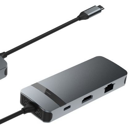 محطة توصيل 8 في 1 USB C Hub Plug and Play مع 4K HDMI RJ45 لأجهزة الكمبيوتر المحمولة Macbook