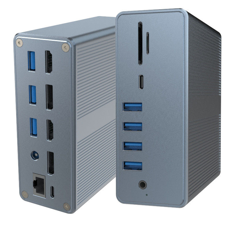 4k Thunderbolt 3 محطة توصيل ماك بوك برو USB C كمبيوتر محمول مزدوج الشاشة 18 في 1 محطة توصيل كمبيوتر محمولة لماك بوك