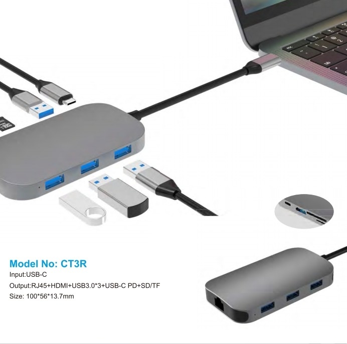 10/100/1000 Mbps Ethernet USB C Adapter متوافق مع ويندوز / ماكوس / أندرويد / لينكس تصل إلى سرعة نقل البيانات 10Gbps