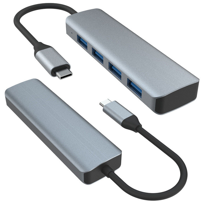 USB C إلى 4 منفذ USB 3.0 محور توسيع رصيف USB Type-C إلى 4 USB 3.0 HUB سبيكة الألومنيوم 5G الإرسال