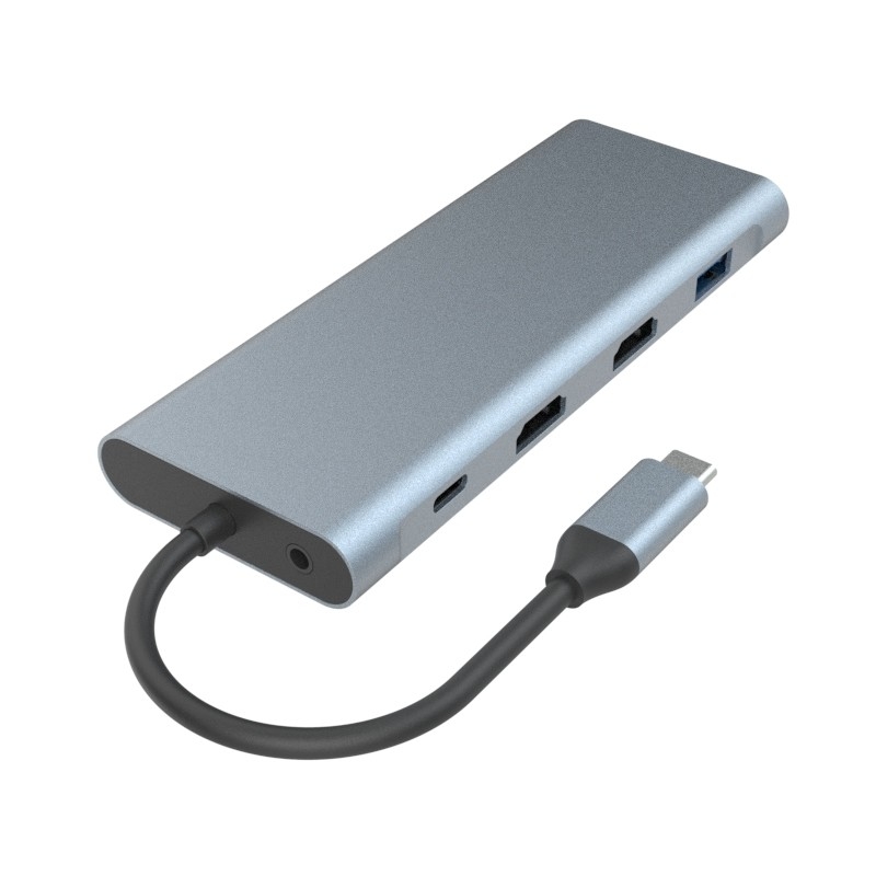6 في 1 USB C Hub Type C Adapter 4K HDMI 60hz قارئ بطاقات متعددة المنافذ USB3.0 TF PD SD Reader