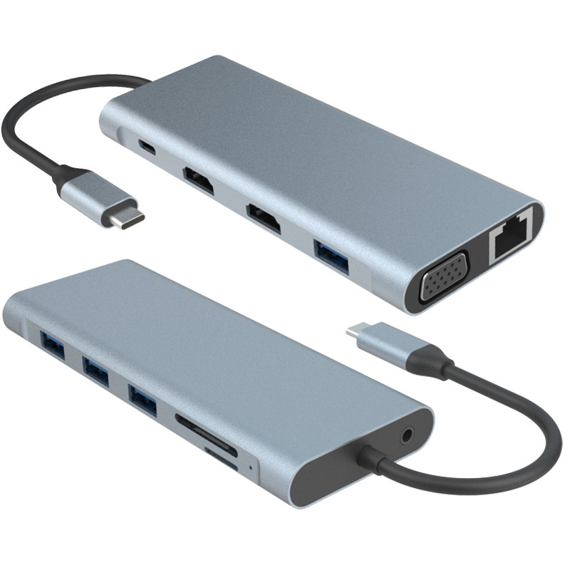 11-في-1 USB نوع C متعدد الوظائف محور محول للكمبيوتر المحمول والهاتف المحمول
