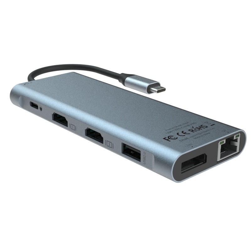 6 في 1 USB C Hub Type C Adapter 4K HDMI 60hz قارئ بطاقات متعددة المنافذ USB3.0 TF PD SD Reader