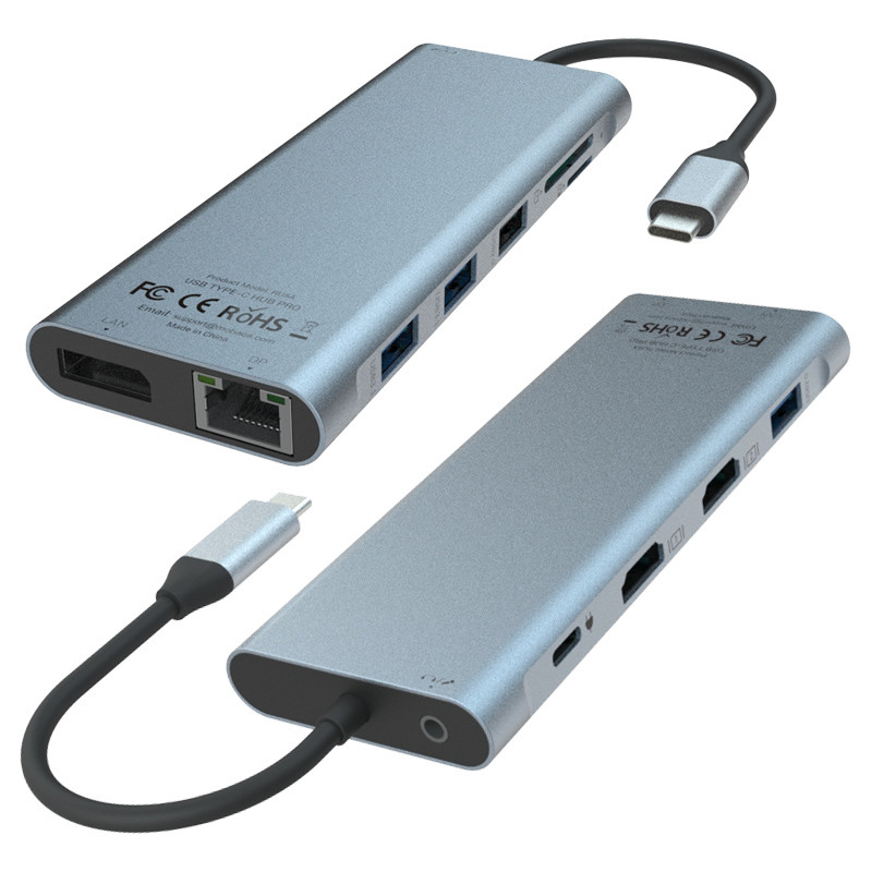 6 في 1 USB C Hub Type C Adapter 4K HDMI 60hz قارئ بطاقات متعددة المنافذ USB3.0 TF PD SD Reader