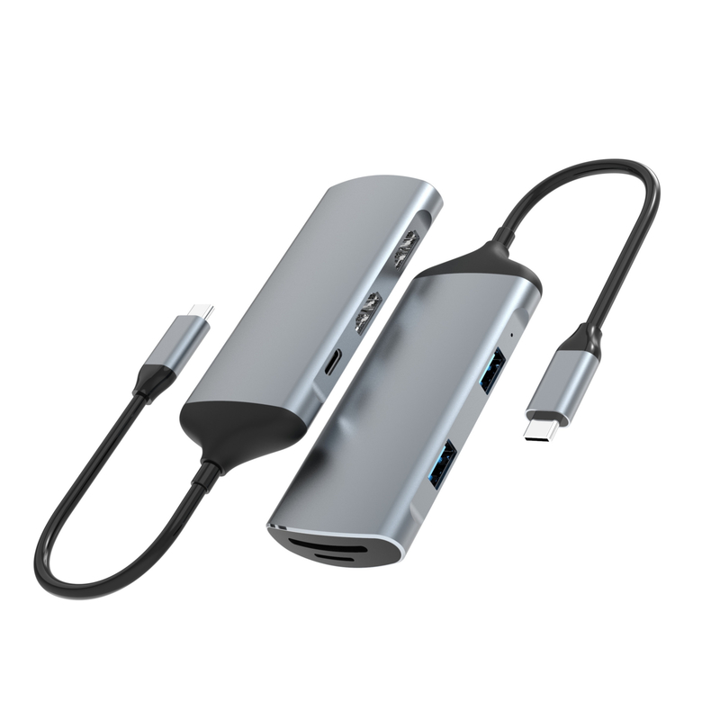 محطة توصيل 9 في 1 Displaylink Docking Station USB C مع منفذ صوتي للكمبيوتر المحمول