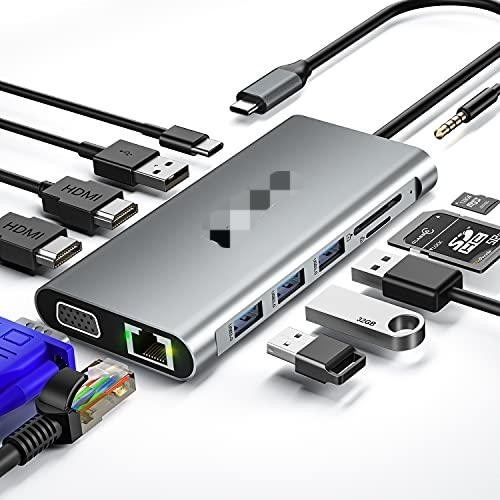 محول USB C 13 في 1 4K HDMI Hub Type C إلى HDMI 4K USB 3.0 2.0 PD محول الشحن