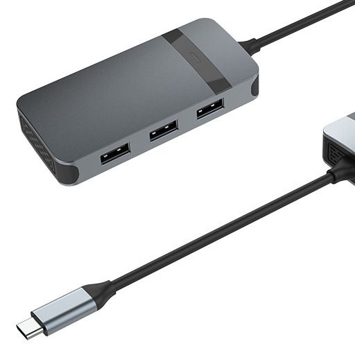 4 في 1HDMI USB UP USB C محول لجهاز كمبيوتر محمول معزز الاتصال الصوتي