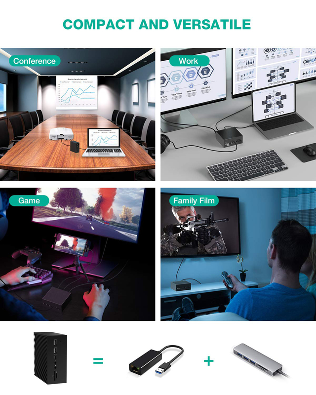 محطة توصيل DisplayLink لجهاز ماك بوك برو شاشات مزدوجة M1/M2 ويندوز 15 في 1 USB C 3.0 كمبيوتر محمول