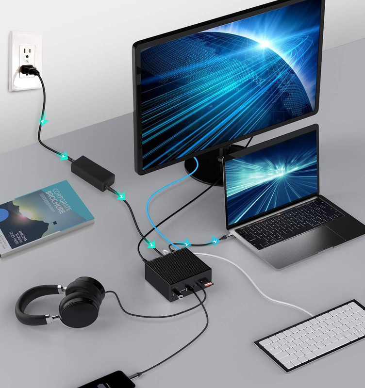 محطة توصيل DisplayLink لجهاز ماك بوك برو شاشات مزدوجة M1/M2 ويندوز 15 في 1 USB C 3.0 كمبيوتر محمول