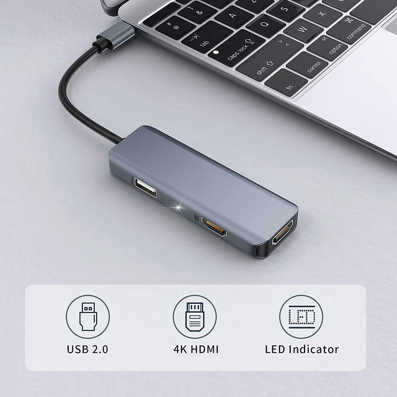 3 في 1 محور USB HDMI محول USB C إلى USB 2.0 محول Slim Dock لـ Mac