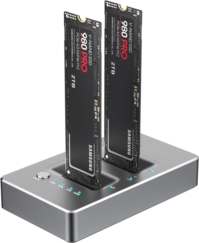 محطة توصيل النسخة غير المباشرة محرك أقراص صلبة خارجي مزدوج محطة NVMe M.2 SSD دعم نسخة نظام واحد