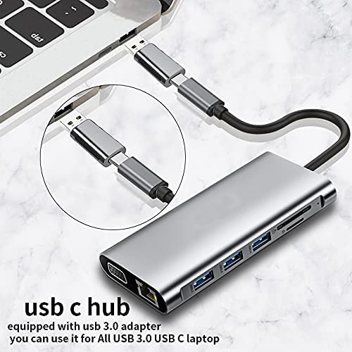 12 في 1 مزدوج HDMI USB C محور محطة توصيل USB C محول VGA Ethernet 100W PD
