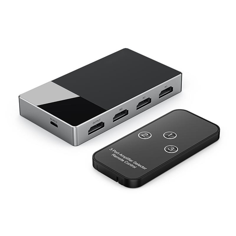 3-في-1 متعددة المدخلات HDMI مختار التبديل 4k مع HDCP 2.2 الألومنيوم بناء التبديل التلقائي