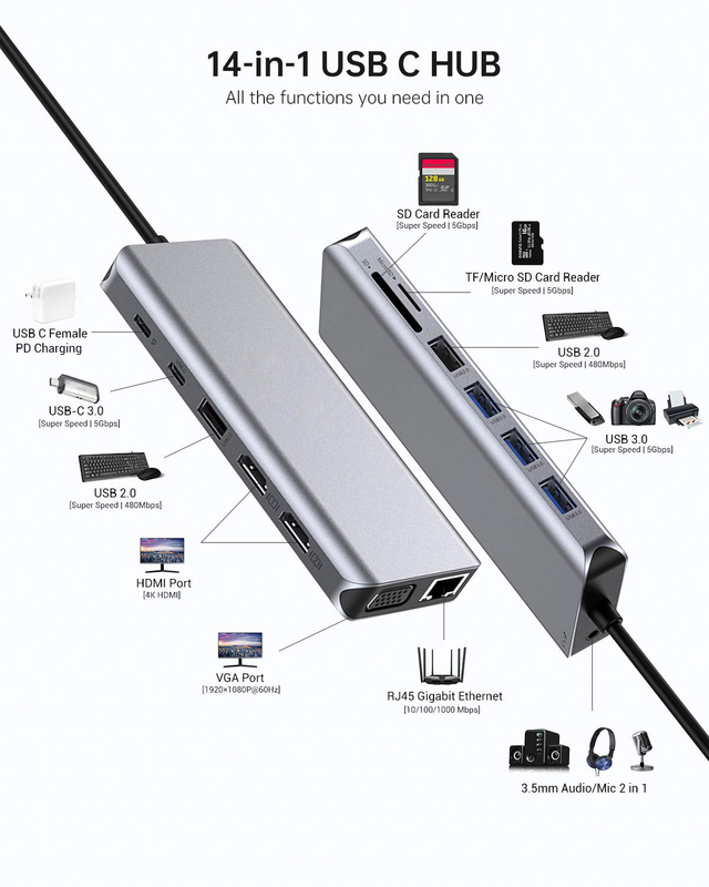 USB 3.0 محور تمديد نوع A ذكر إلى امرأة سلك البيانات مع USB C محور الطاقة الطويلة