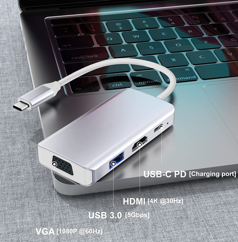 جهاز مراقبة مزدوج محطة مركز توصيل USB C الأبيض لتحويل البيانات 4K 60Hz