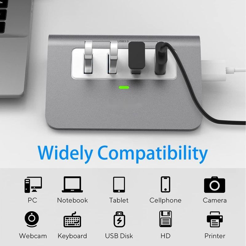 10 منافذ USB C Hub محمول USB C Hub نوع C إلى 4 منافذ USB A لجهاز كمبيوتر لوحي