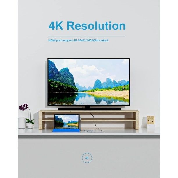 8 في 1 محور USB Rj45 محطة توصيل مزدوجة من النوع C إلى RJ45 منفذ/USB3.0/PD/H-D-M-I/Card