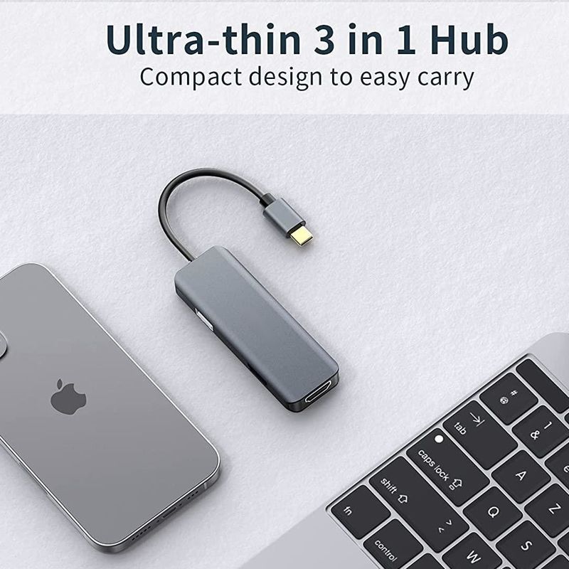 مزدوج HDMI USB C Dock Hub Aluminum USB C Adapter Monitor 3 في 1 Dongle مع 4K HDMI