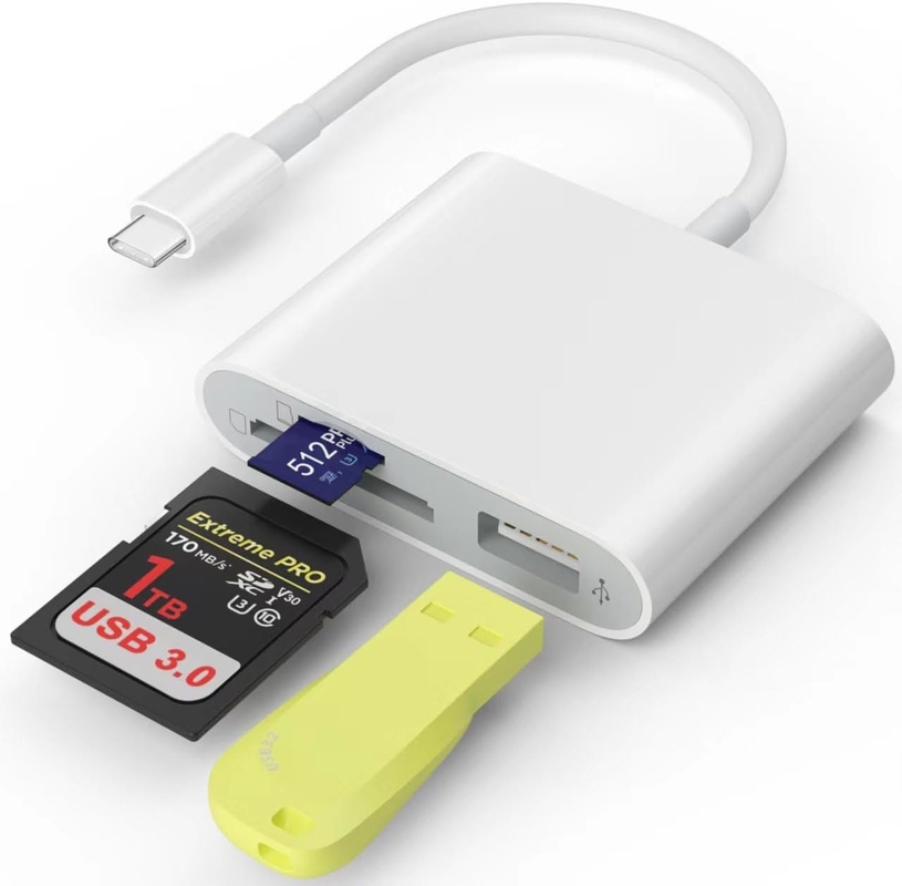 قارئ بطاقات USB 3.0 عالية السرعة إلى SD ميكرو SD كارت محول قارئ بطاقات الذاكرة iPhone 15