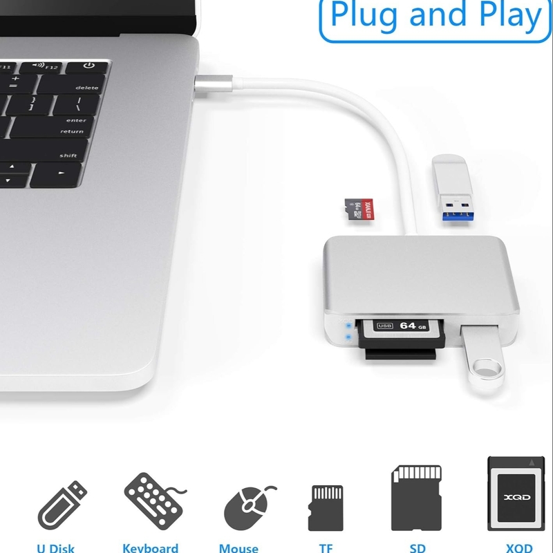 قارئ بطاقات USB 3.0 عالية السرعة إلى SD ميكرو SD كارت محول قارئ بطاقات الذاكرة iPhone 15