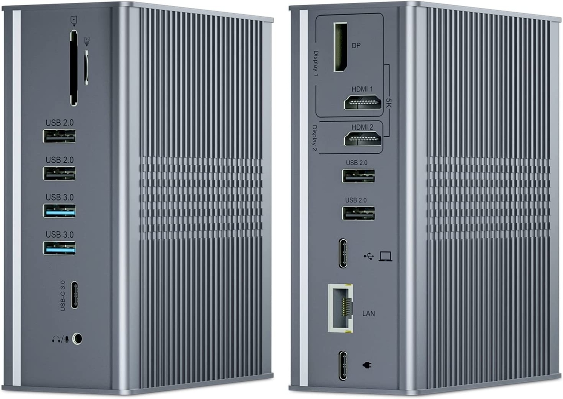 محطة توصيل USB C المحمول جهاز مراقبة ثلاثي 16-في-1 محطة توصيل USB C مع رابط العرض