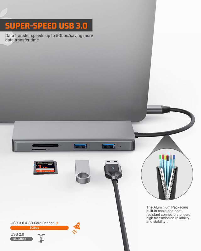 محول USB C Rj45 12 في 1 محور USB C نوع C إلى PD HDMI USB3.0 USB2.0 USB-C SD TF