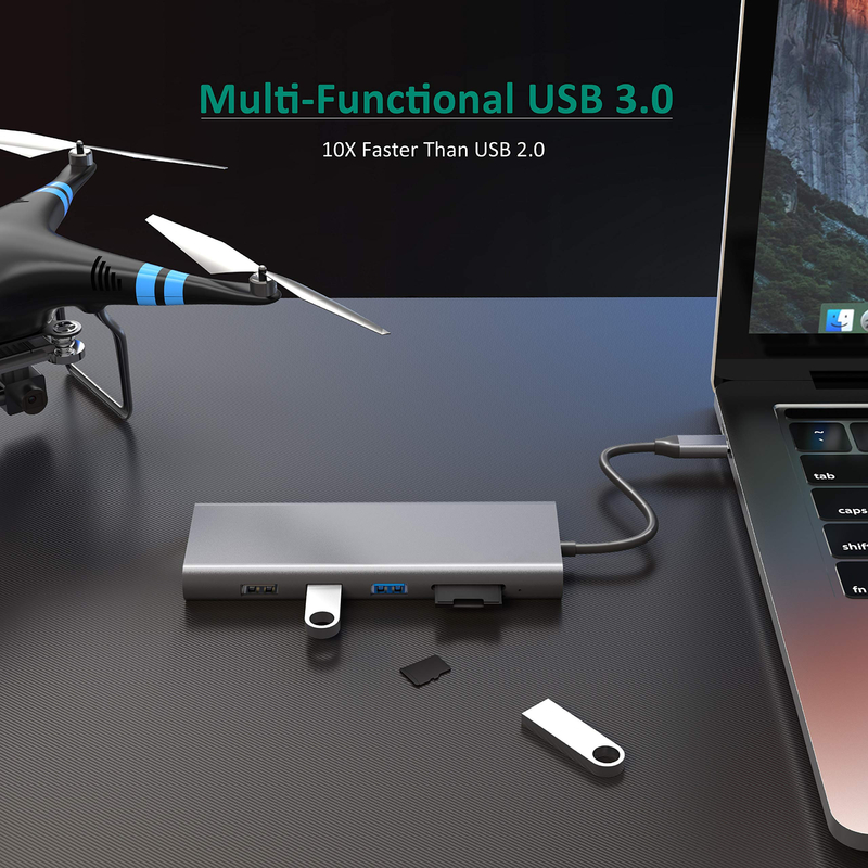 14 في 1 USB C Hub Docking Type C Hub USB Type C HDMI 2 محطة توصيل ثلاثية العرض VGA 4K