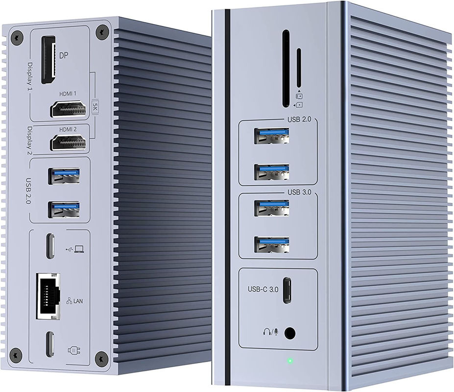 محطة توصيل الكمبيوتر المحمول USB C مزدوجة HD 4K 16-In-1 محطة توصيل مع دعم MST