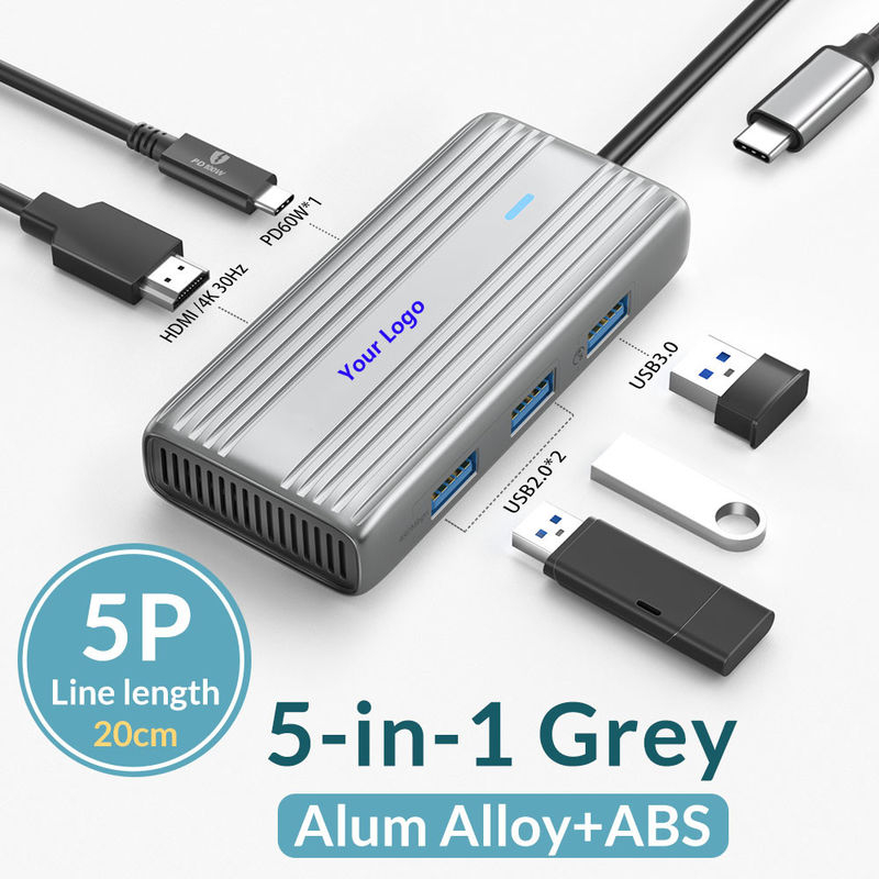 محور محطة توصيل USB 3.1 10 في 1 من نوع C متعدد الموانئ مع Gigabit Ethernet و 4K HD HDMI
