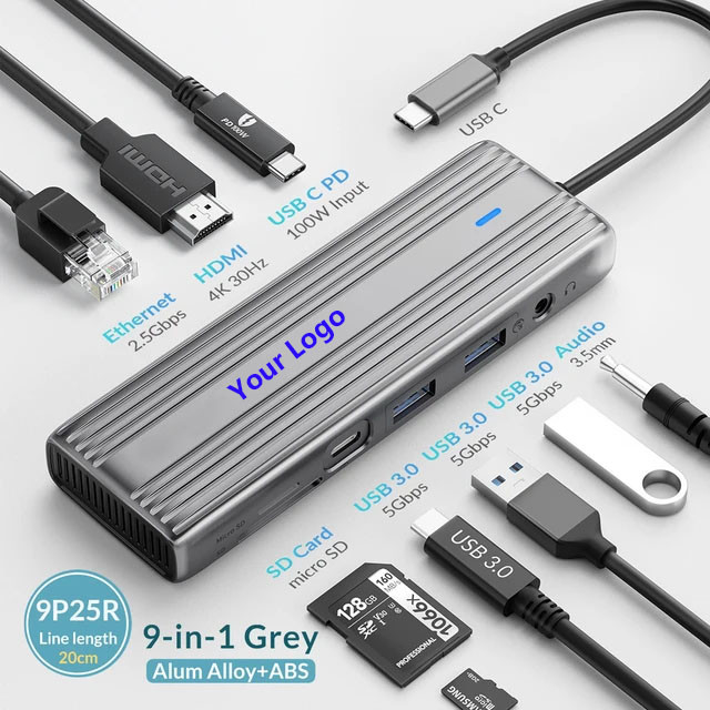 محور USB C مع 4K HDMI و High-Speed USB 3.0 متوافق مع Windows Mac