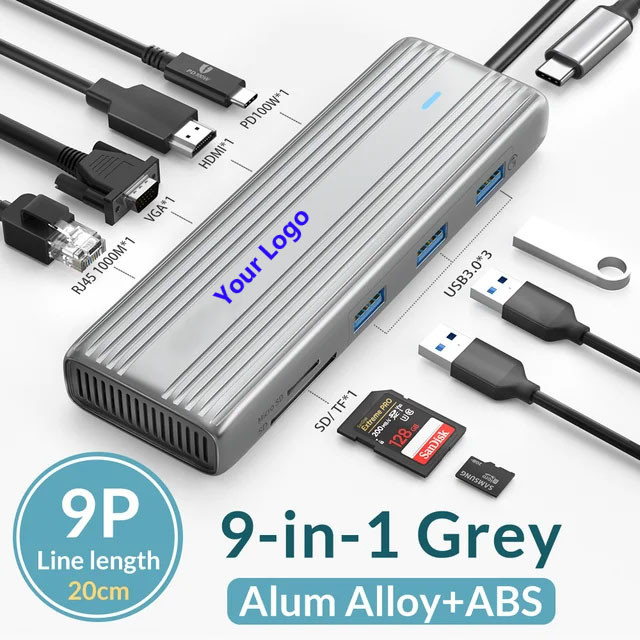 محور USB C مع 4K HDMI و High-Speed USB 3.0 متوافق مع Windows Mac