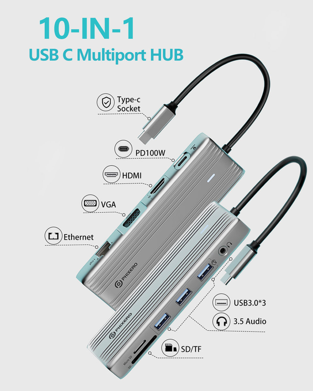 محور USB C مع 4K HDMI و High-Speed USB 3.0 متوافق مع Windows Mac