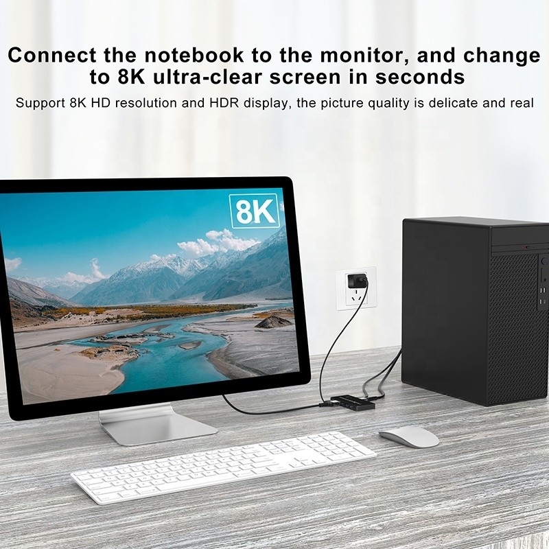 2 منفذ HDMI 2.1 محول KVM مع USB 3.0 2 مدخل 1 مخرج مؤشرات LED إناث-إناث