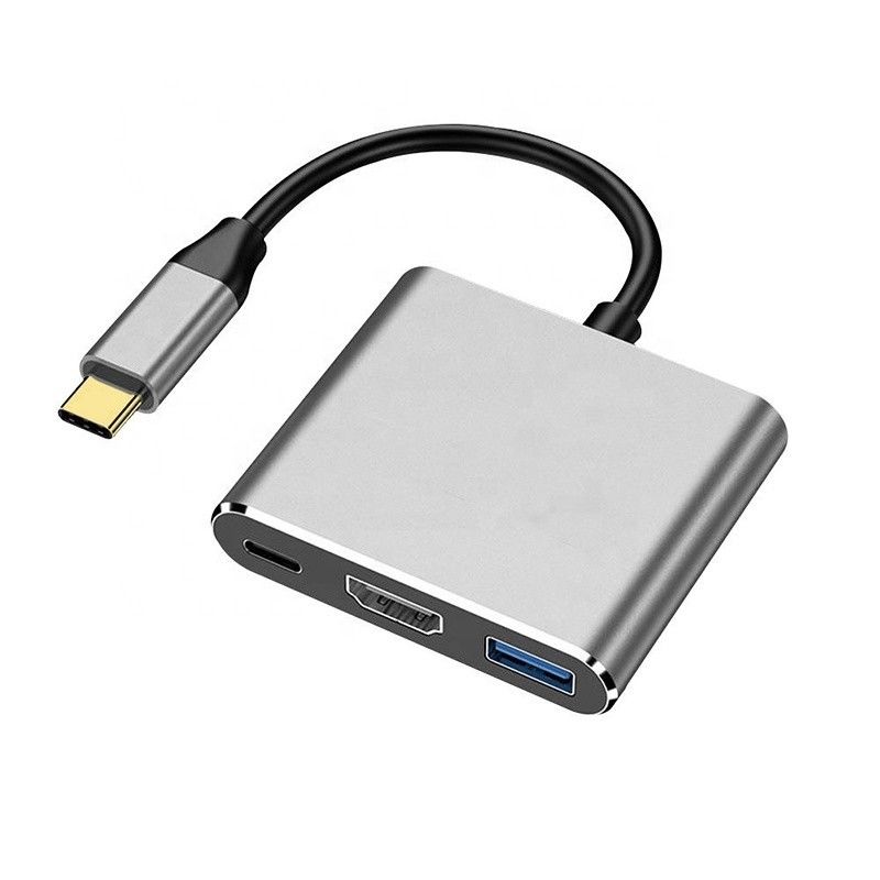 3-في-1 USB C Type C مركز متعدد الوظائف إلى USB-C PD HDMI USB 3.0 كابل محول محول