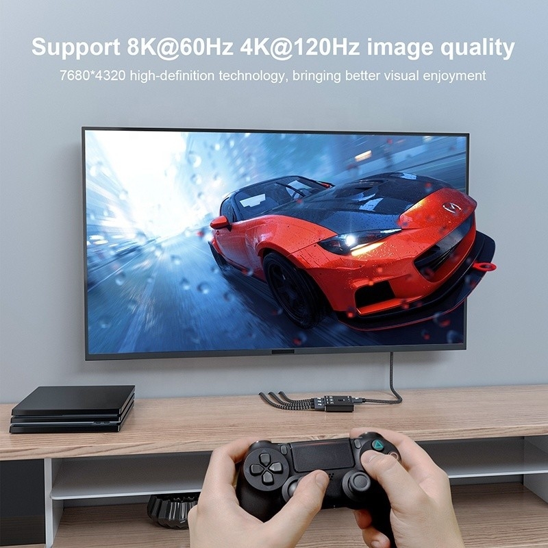 8K 120 هرتز HDR 3 منفذ HDMI المفتاح المفتاح 3 في 1 خارج وصلة محول عن بعد