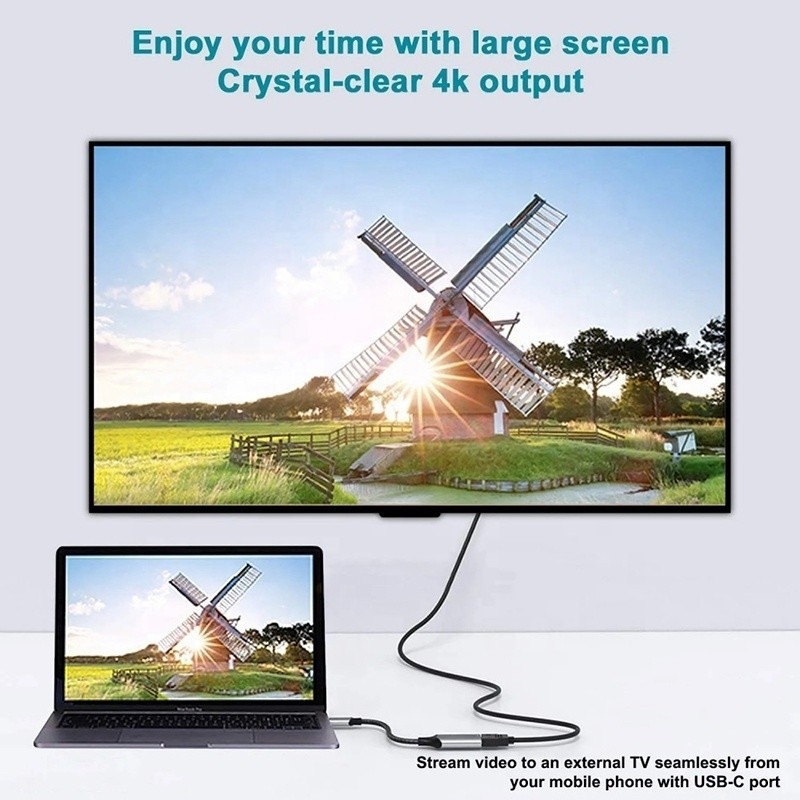 USB 3.1 الذكور والإناث من نوع C إلى HDMI HDTV كابل محول محول 4K 60Hz 1080P CCA موصل