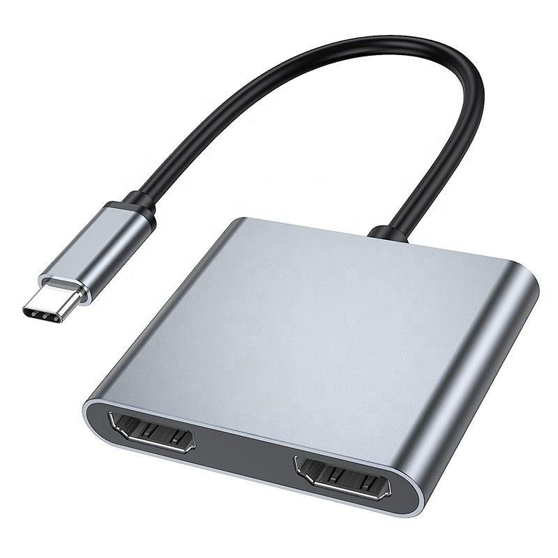 نوع C ذكر إلى HDMI مزدوج إناثي ثاندربولت 3 USB-C كابل محول متعدد الشاشات 4K 30Hz