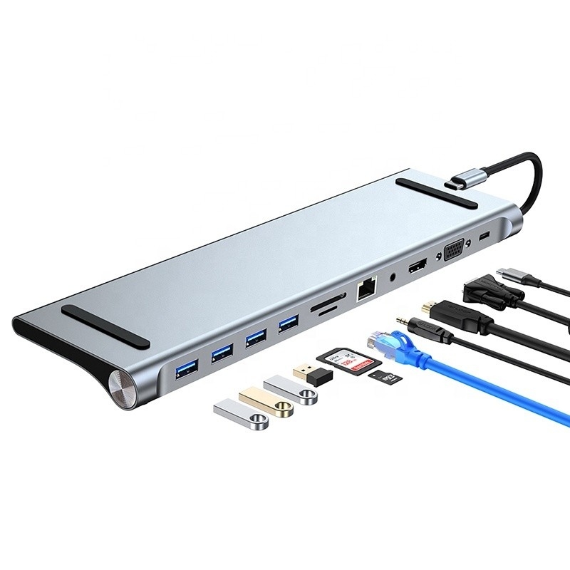 11-في-1 USB نوع C متعدد الوظائف محور محول للكمبيوتر المحمول والهاتف المحمول