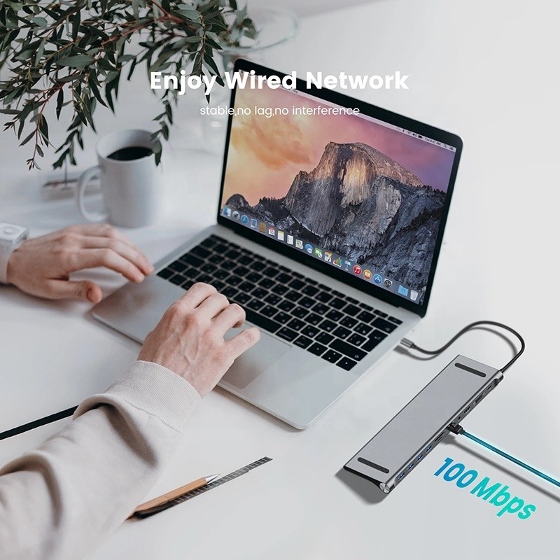 11-في-1 USB نوع C متعدد الوظائف محور محول للكمبيوتر المحمول والهاتف المحمول