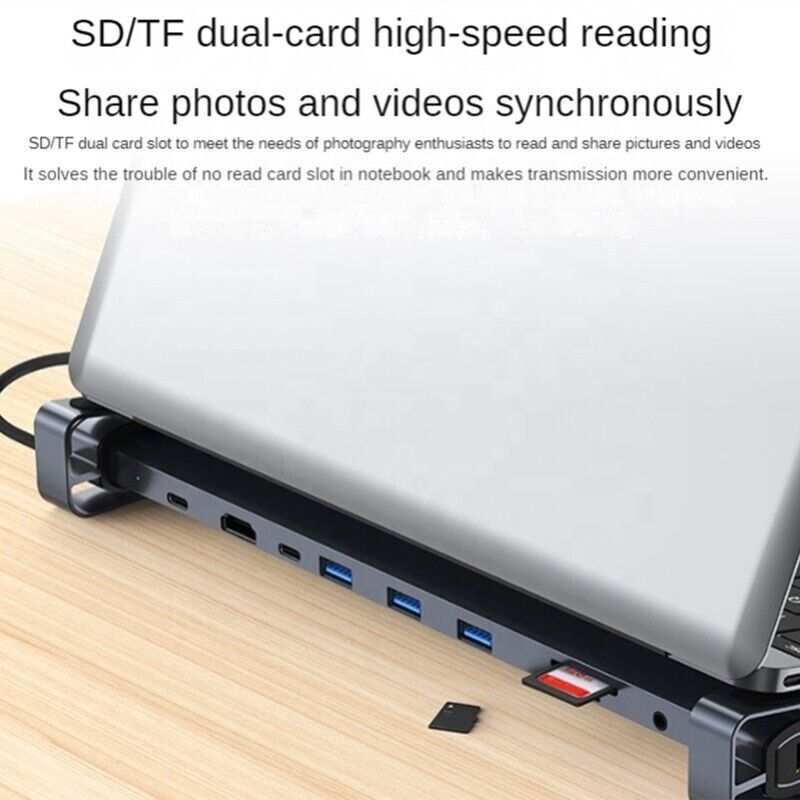 واجهة USB 3.1 نوع 10 في 1 مركز نوع C لنقل البيانات والشحن عالية السرعة